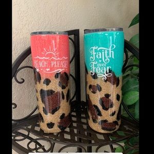 Beach Please Leopard Tumbler